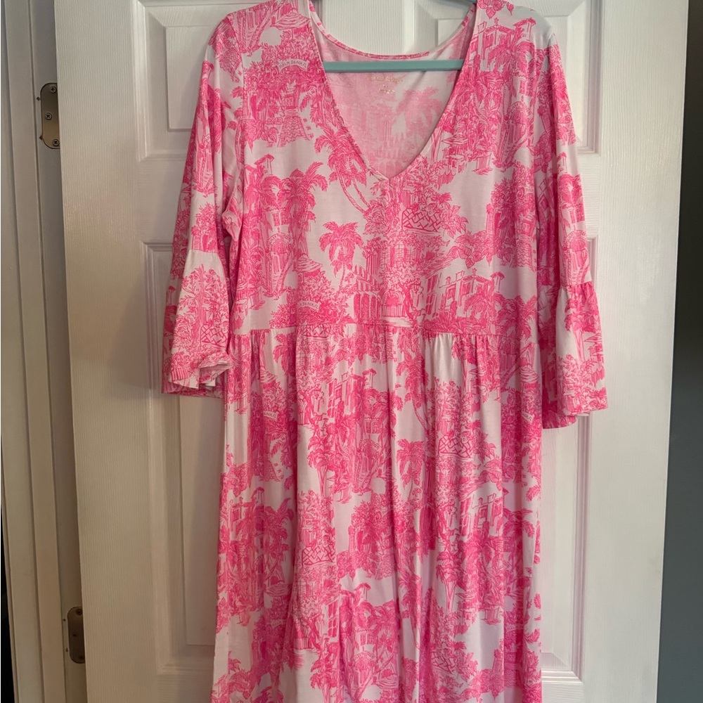 Lilly Pulitzer Pink and White Anniversary Toile Dress